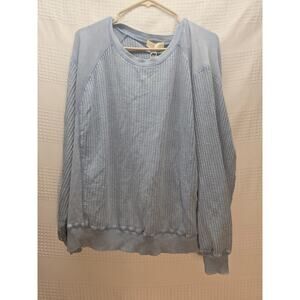 Farmer's Market sweater womens size XL blue waffle knit pullover